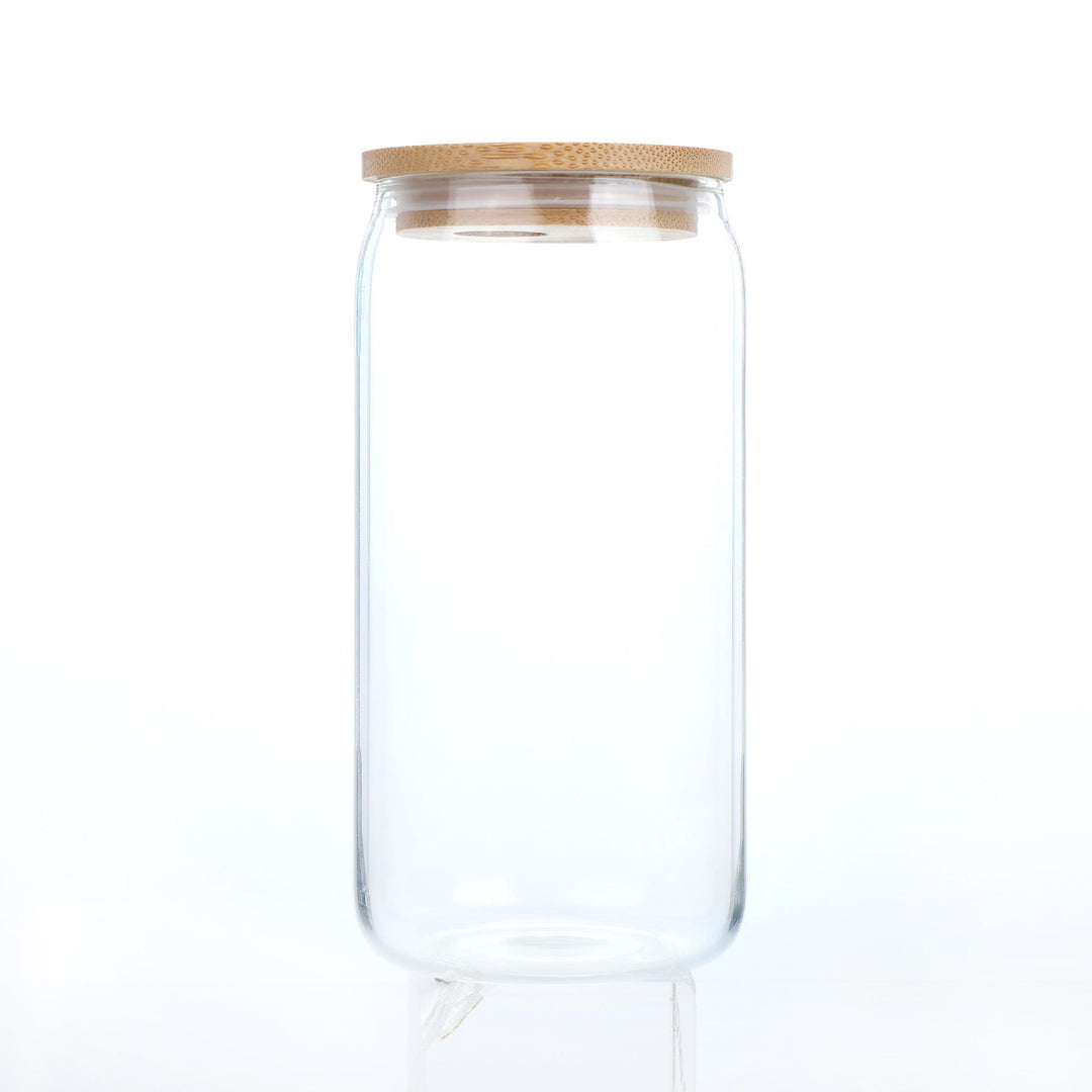 6 Pack Drinking Glass Cup with Bamboo Lid and Straw Set