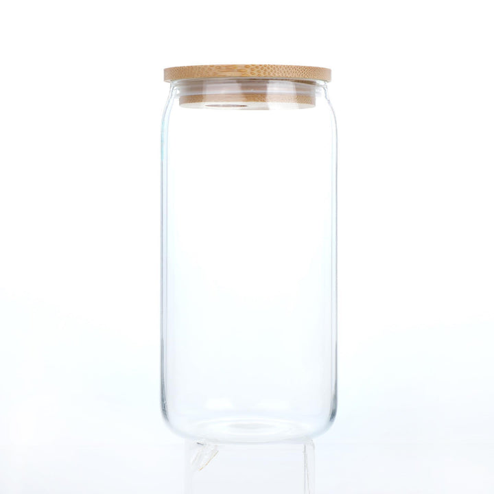 6 Pack Drinking Glass Cup with Bamboo Lid and Straw Set