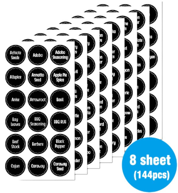 144pc Spice Jar Label Set - Household Organization Stickers