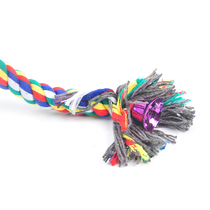 Bird Cotton Rope Swing Perch Chew Toy Parrot Cage Stand with Bell-100CM