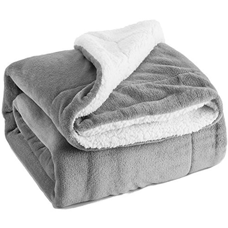 Thick Fuzzy Soft Sherpa Fleece Bed Sofa Blankets-Gray