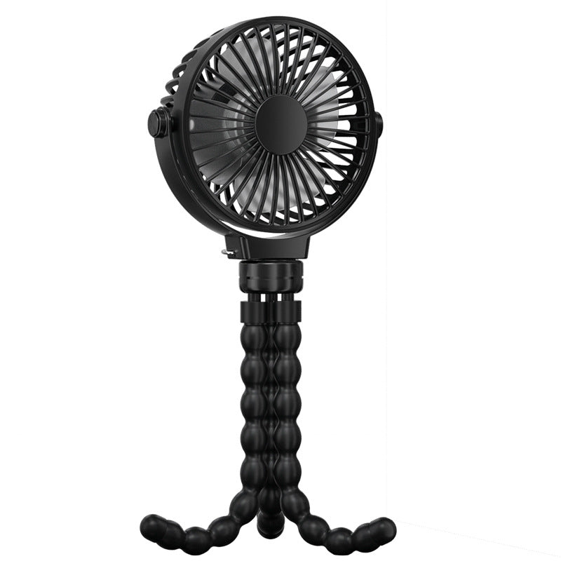 USB Rechargeable Flexible Tripod Baby Stroller Fan-Black