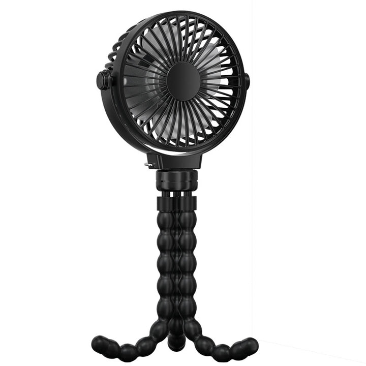 USB Rechargeable Flexible Tripod Baby Stroller Fan-Black