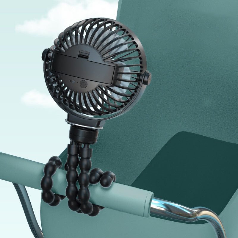 USB Rechargeable Flexible Tripod Baby Stroller Fan-Black