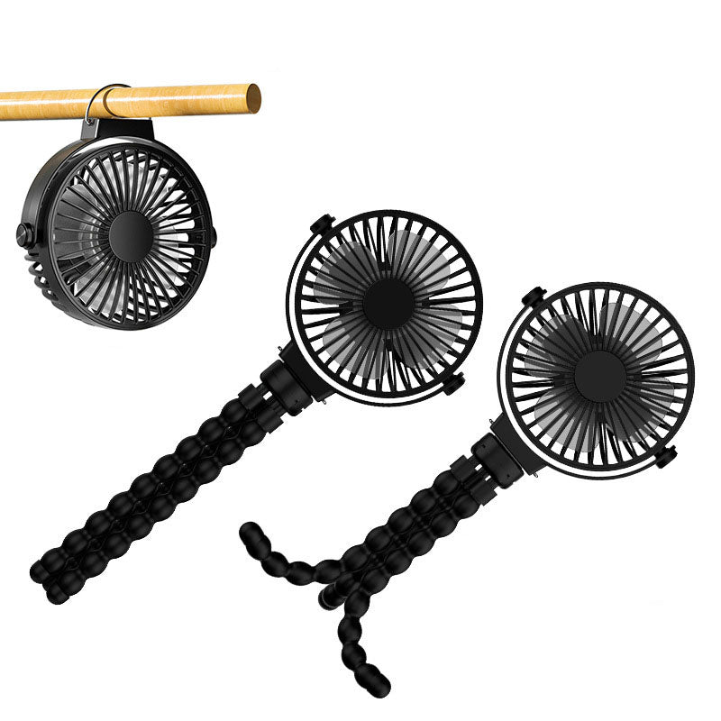 USB Rechargeable Flexible Tripod Baby Stroller Fan-Black