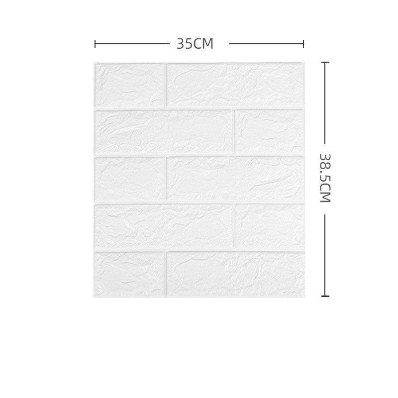10Pcs 3D Brick Self Adhesive Wallpaper Panels 35X38CM-White