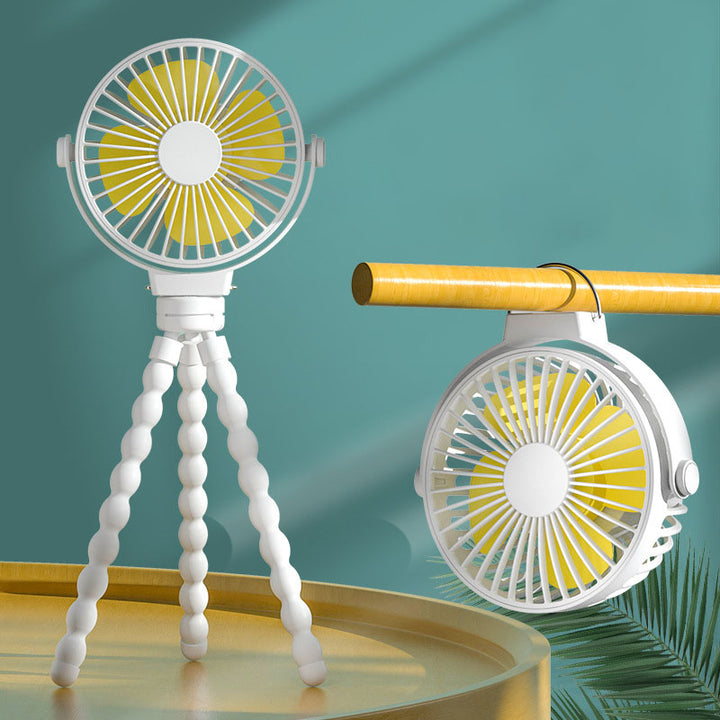 USB Rechargeable Flexible Tripod Baby Stroller Fan-White