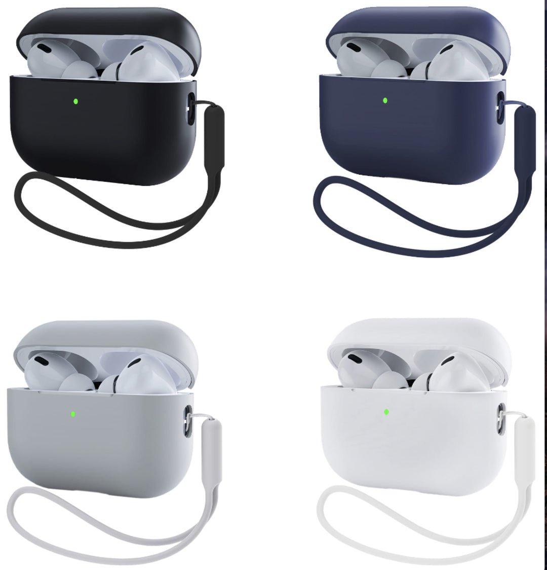 4Pack AirPods Pro 2 Case with Lanyard(Black Grey Blue White)