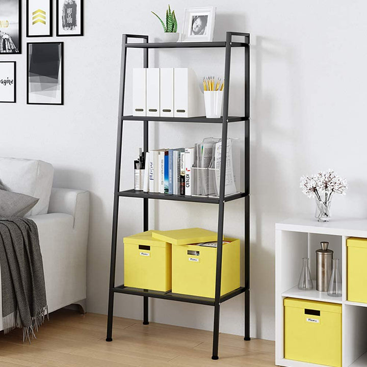 4 Tier Steel Mesh Ladder Shelf Display Rack 60x35x147cm-Black