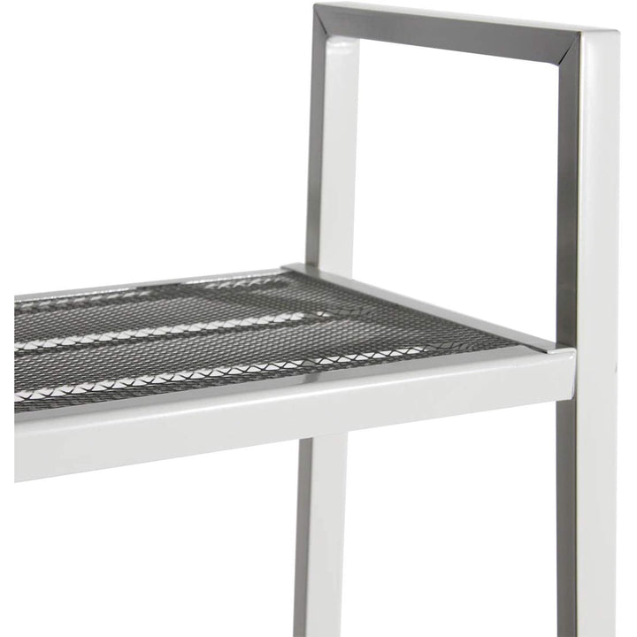 4 Tier Steel Mesh Ladder Shelf Display Rack 30x35x147cm-White