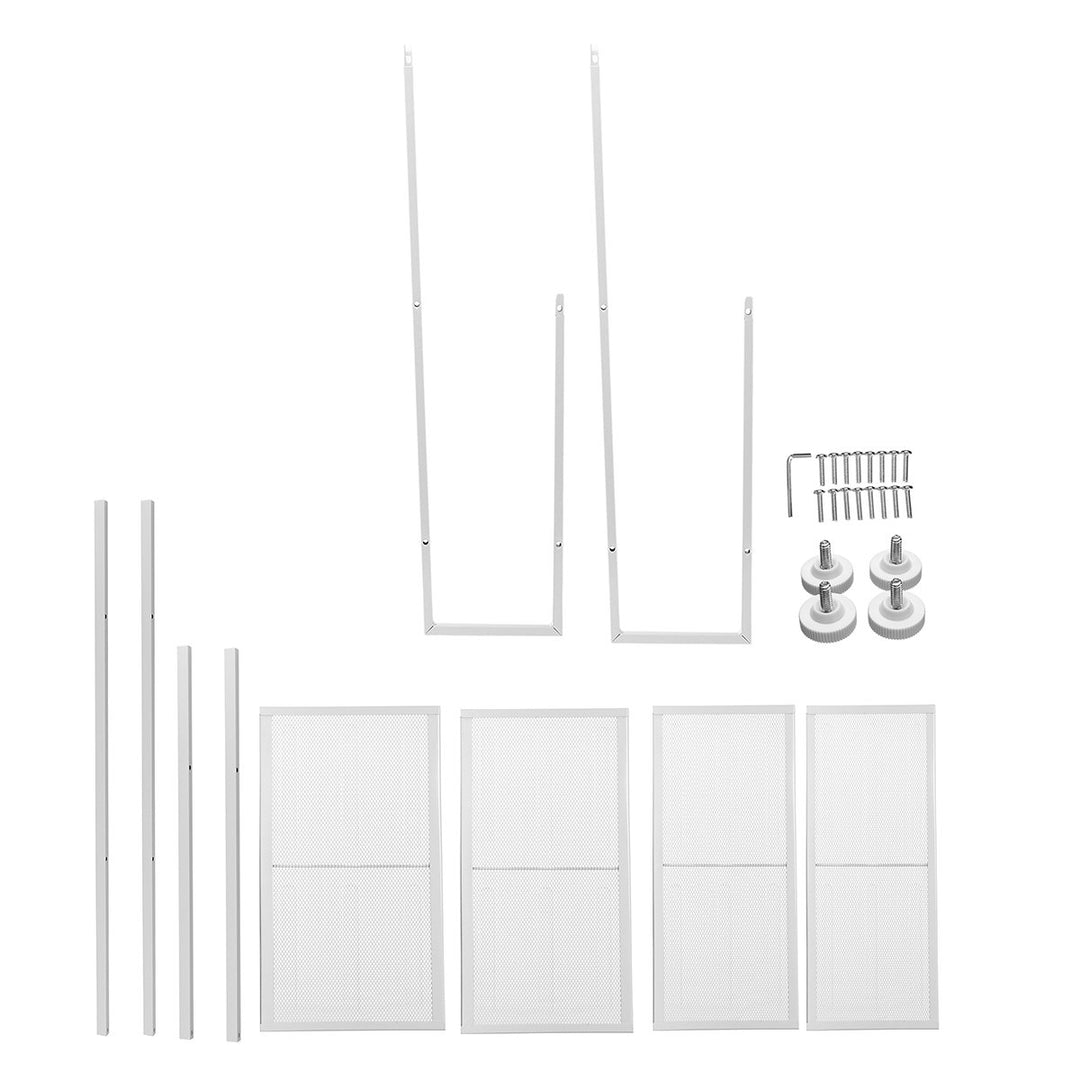 4 Tier Steel Mesh Ladder Shelf Display Rack 60x35x147cm-White