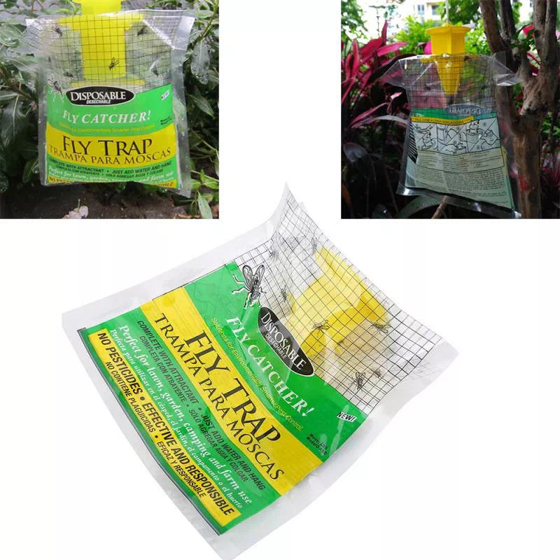 5pack Hanging Fly Trap Disposable Fly Catcher Bag