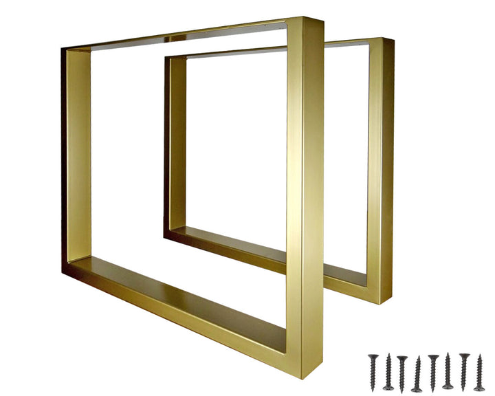 Set of 2 Steel Square Shape DIY Table Bench Legs 72cm-Gold