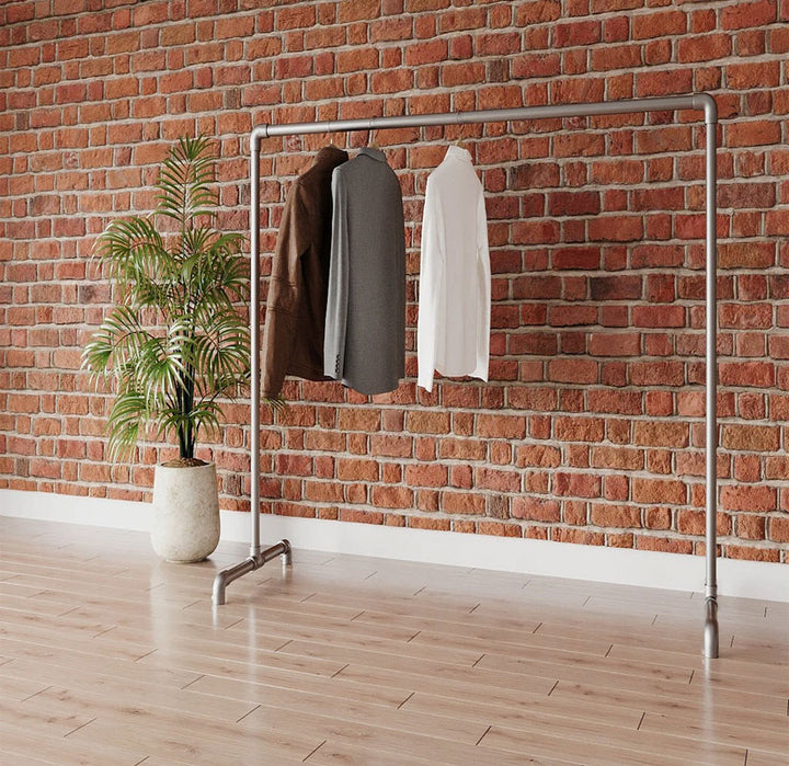Industrial Freestanding Pipe Clothing Rack 150X150cm-Sliver