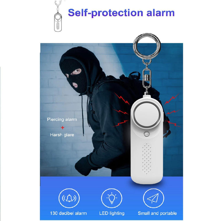 Safe Personal Alarm 130dB Self Defense Keychain Alarm-White