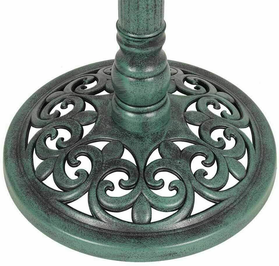 Outdoor Traditional Resin Garden Bird Bath-Green